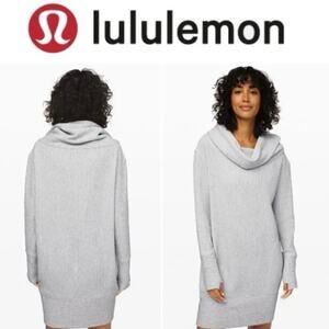 LULULEMON S Small Along the Way Sweater Dress Gray textured Commute Lounge